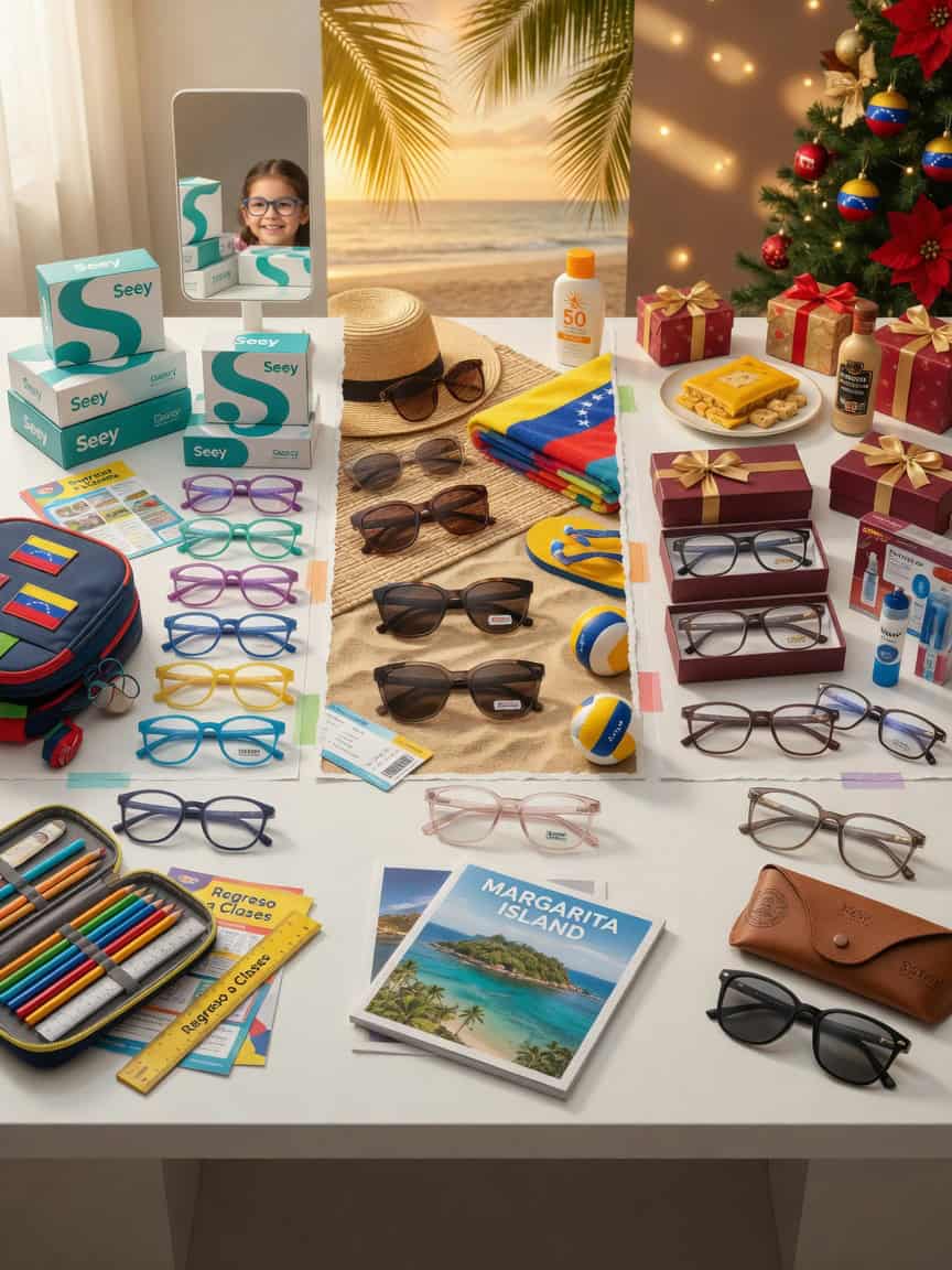 Calendario comercial ópticas Venezuela: vender lentes Seey en regreso a clases, vacaciones y diciembre