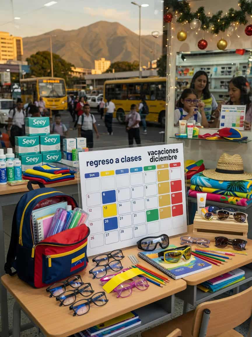 Calendario comercial ópticas Venezuela: vender lentes Seey regreso clases, vacaciones diciembre
